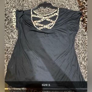 Black and Cream Cut Out Short Sleeve Tee